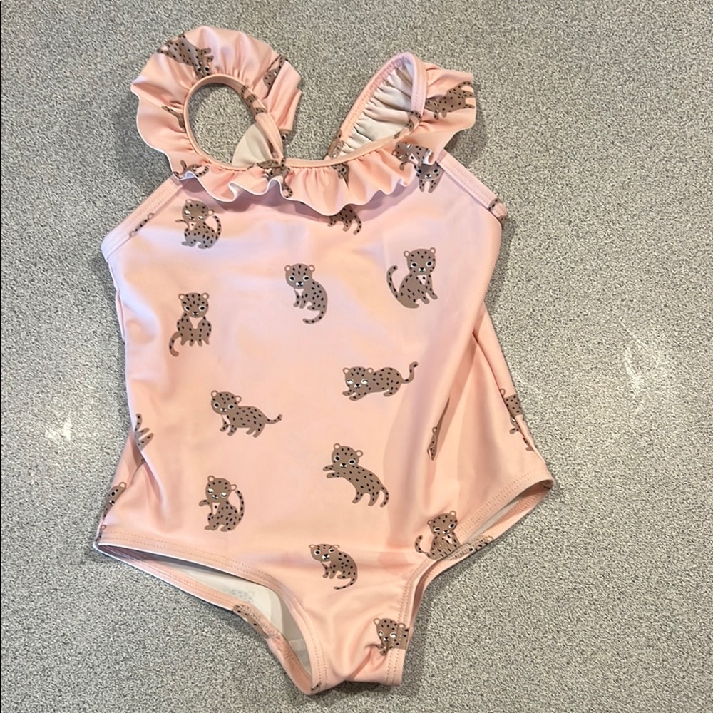 Pink Leopard Swimsuit, 9-12mo, like new
